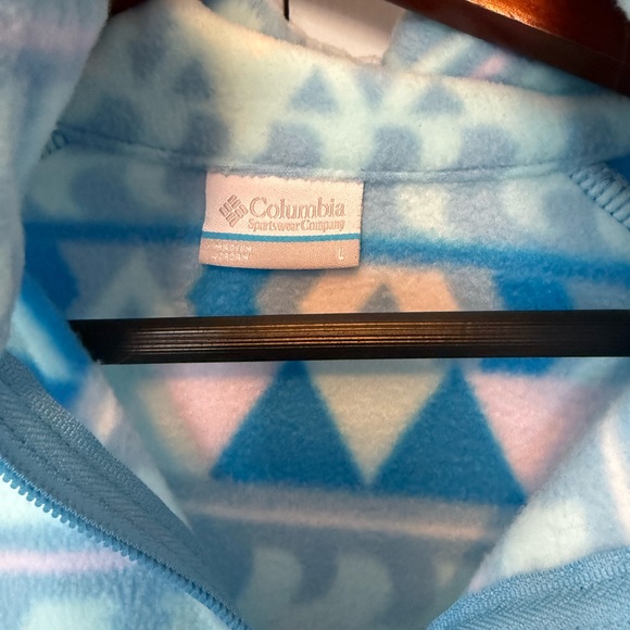 Columbia Women’s Light Blue Geometric Zip Up Fleece - Picture 2 of 3